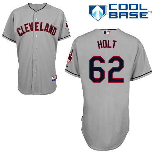 Tyler Holt #62 MLB Jersey-Cleveland Indians Men's Authentic Road Gray Cool Base Baseball Jersey